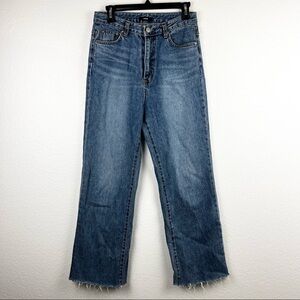 AERIN High Rise Straight Leg Jeans, Medium Wash, Size Large